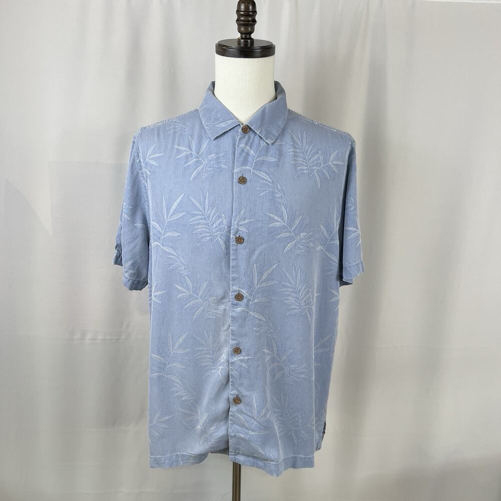 Tommy Bahama Short Sleeve Button Up Camp Shirt Silk Floral Palms Mens Size XL